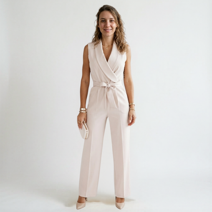 Valentine – Combinaison élégante sans manches à ceinture nouée
