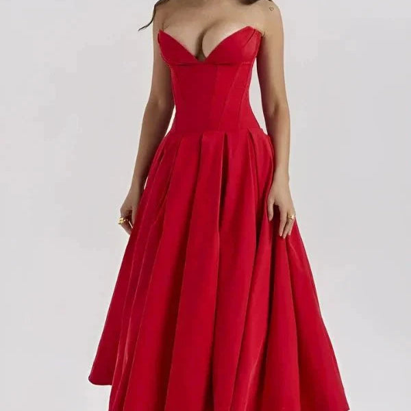 Velane | Robe de Soirée à Corsage Sculpté et Jupe Volumineuse pour Bal, Mariage et Événements Chic