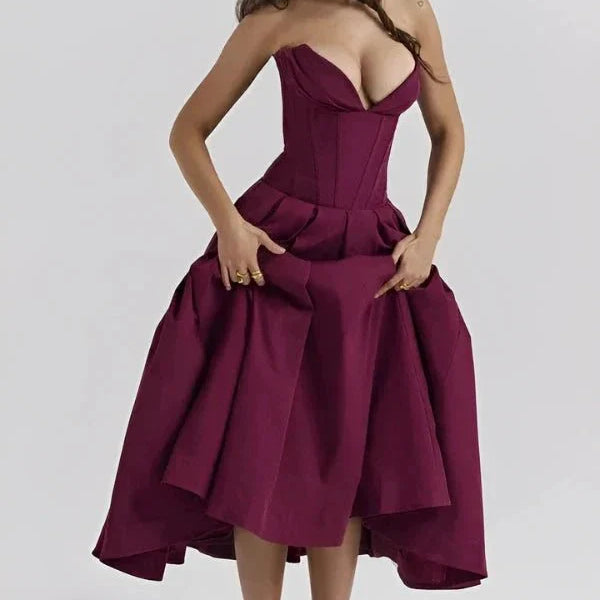 Velane | Robe de Soirée à Corsage Sculpté et Jupe Volumineuse pour Bal, Mariage et Événements Chic