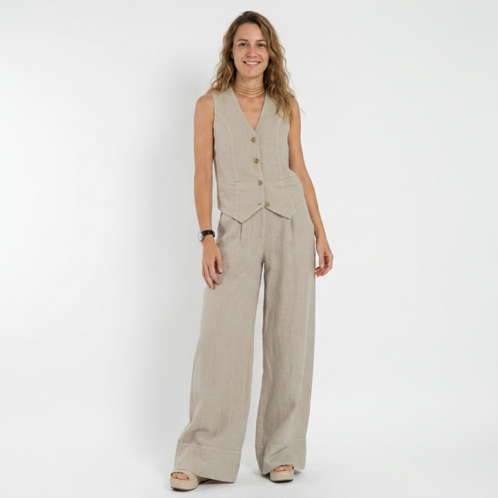 Gabrielle – Ensemble élégant sans manches avec pantalon large