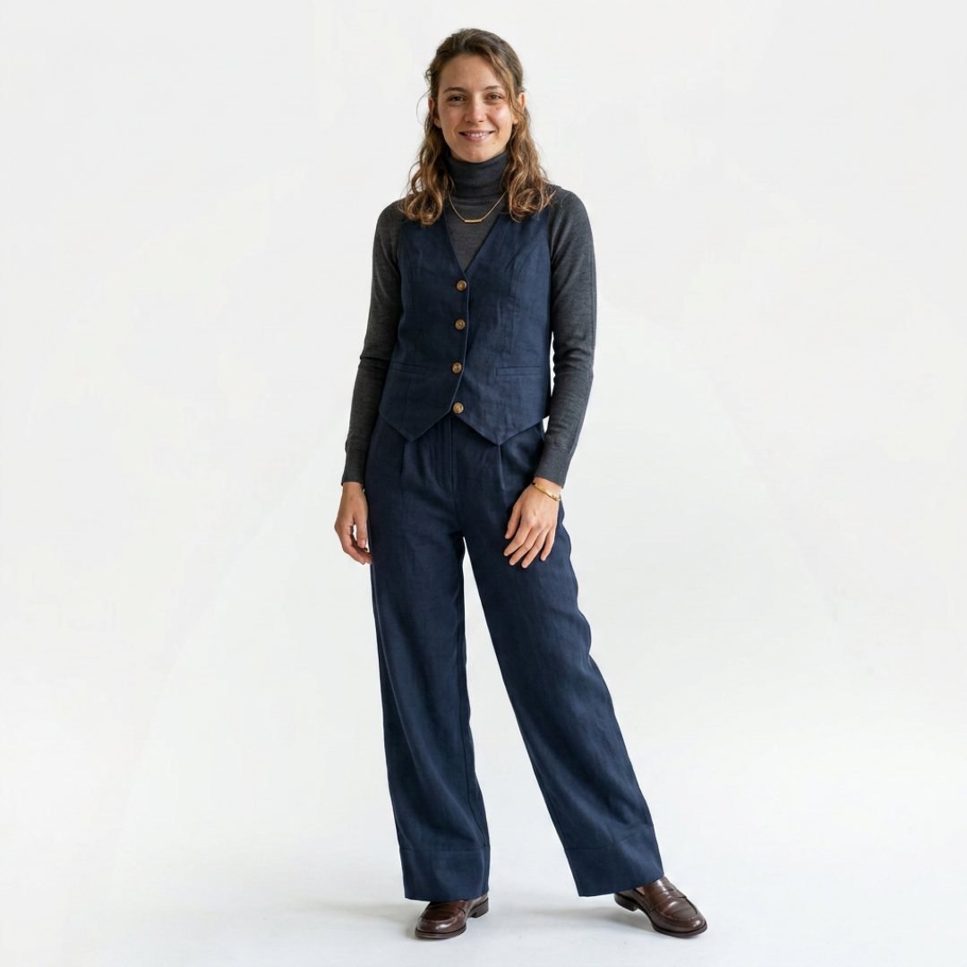 Gabrielle – Ensemble élégant sans manches avec pantalon large