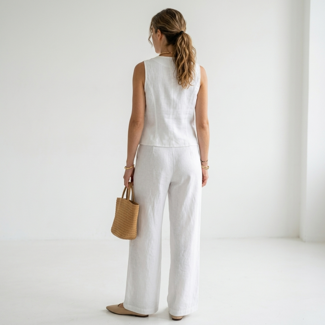 Gabrielle – Ensemble élégant sans manches avec pantalon large