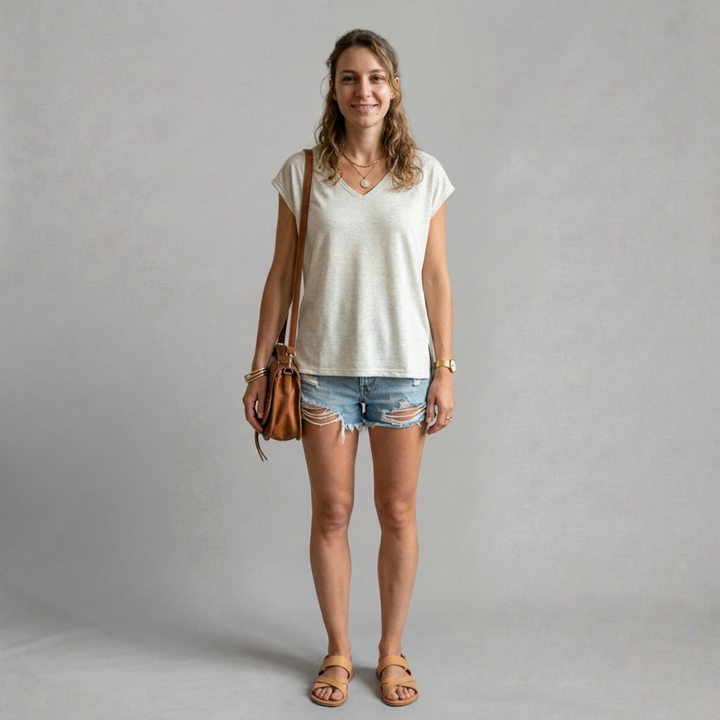 Lucie – T-shirt décontracté à col V