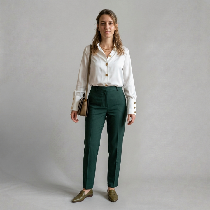 Camille – Chemisier élégant à boutons dorés