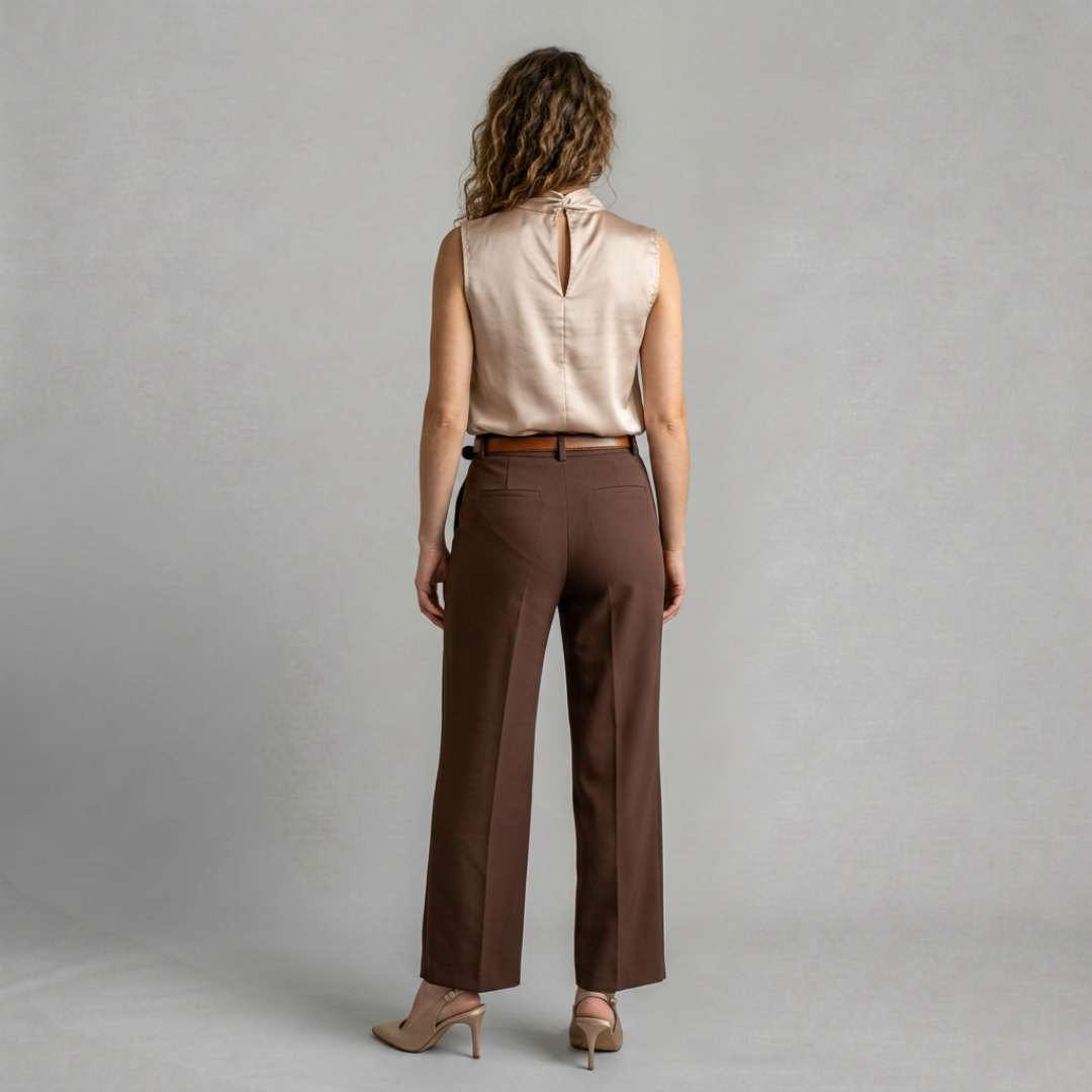 Aurélie – Top satiné élégant sans manches