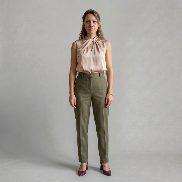 Aurélie – Top satiné élégant sans manches