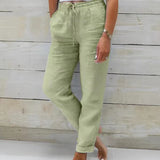 Cotève | Pantalon Coton Lin Femme Décontracté en 6 Coloris, Léger et Élégant pour Été et Bureau