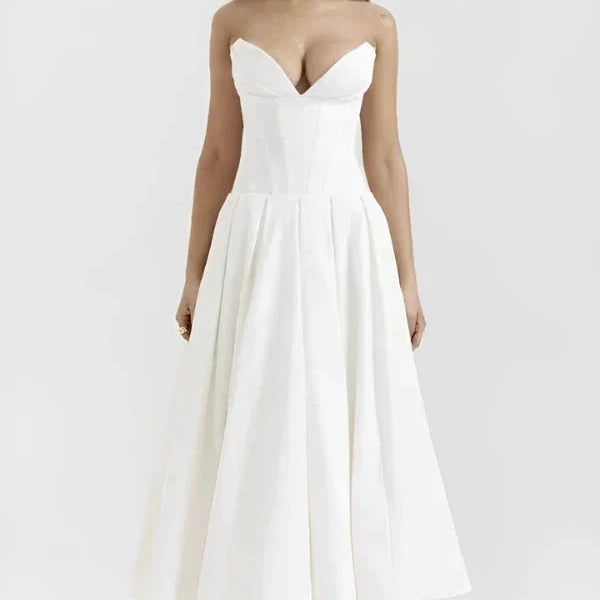 Velane | Robe de Soirée à Corsage Sculpté et Jupe Volumineuse pour Bal, Mariage et Événements Chic