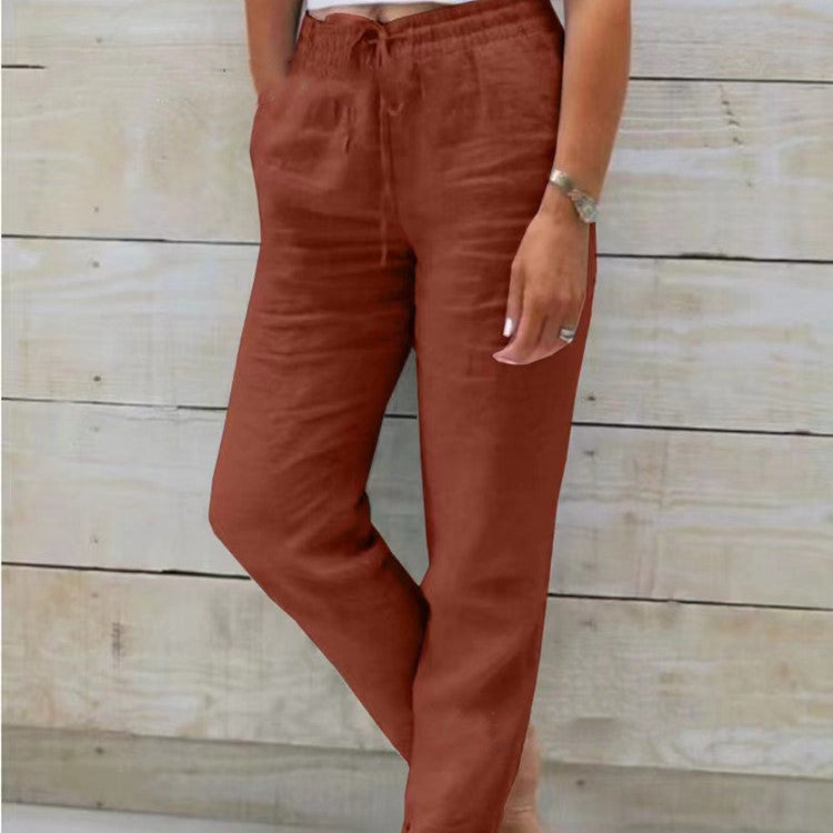 Cotève | Pantalon Coton Lin Femme Décontracté en 6 Coloris, Léger et Élégant pour Été et Bureau