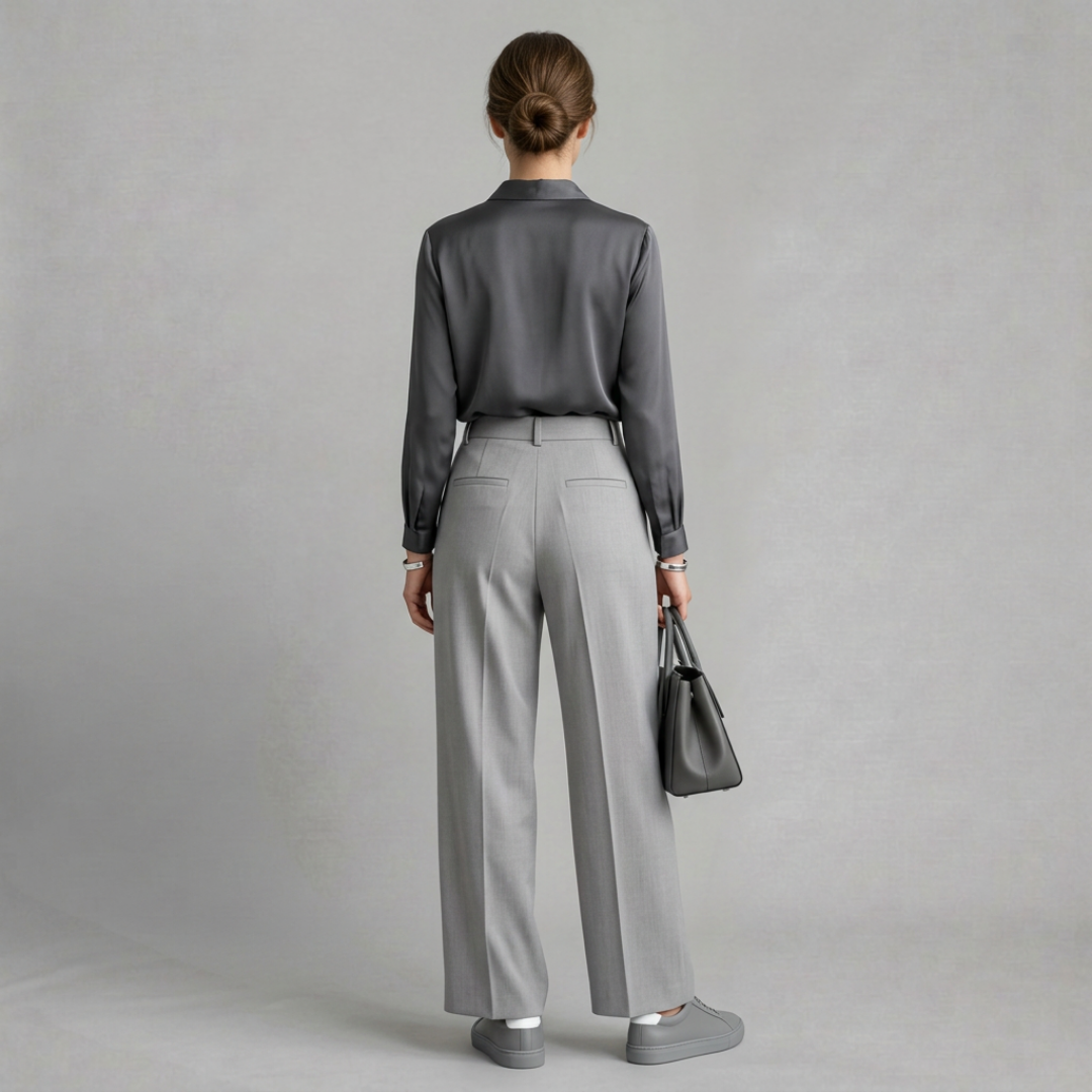 Élise – Pantalon tailleur fluide à taille haute et élégance moderne