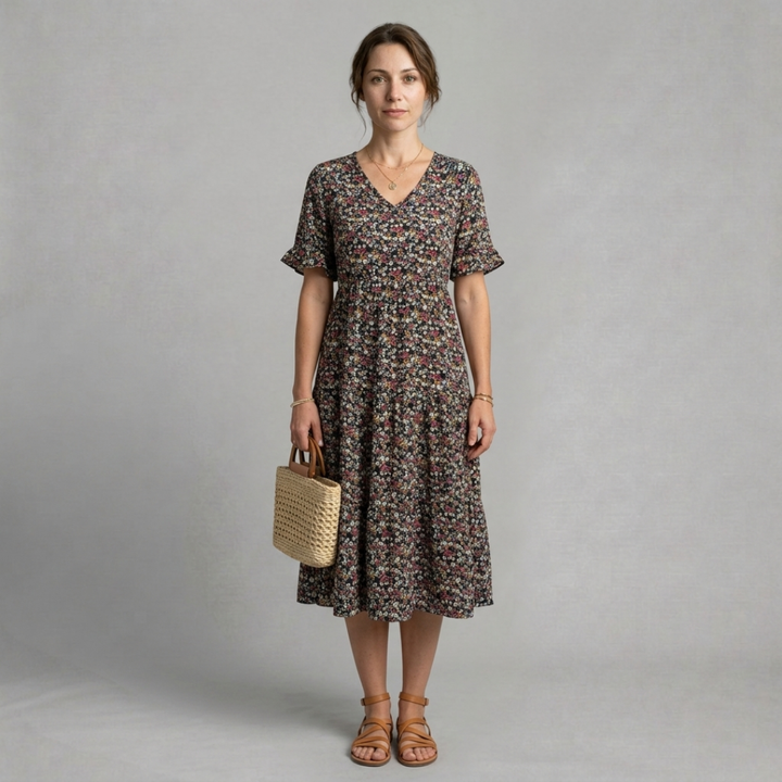 Juliette – Robe midi fleurie au charme bohème et féminin