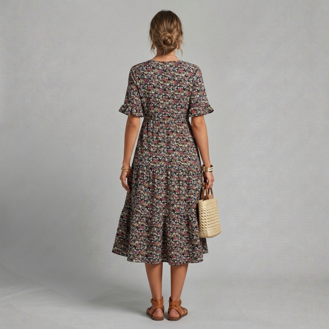 Juliette – Robe midi fleurie au charme bohème et féminin