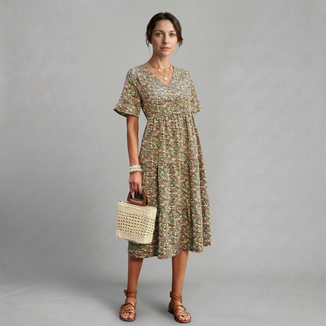 Juliette – Robe midi fleurie au charme bohème et féminin
