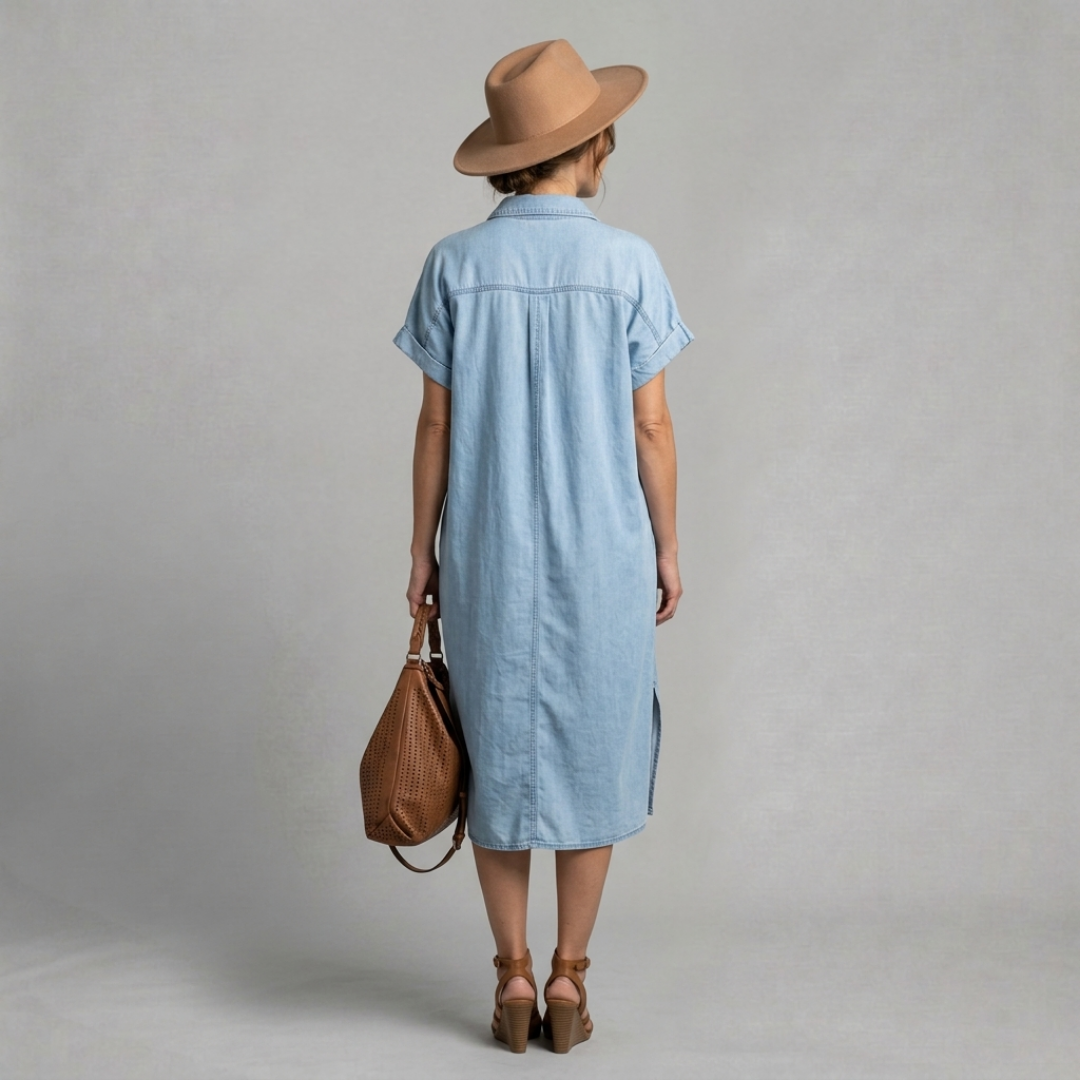 Camille – Robe chemise en denim au style décontracté chic