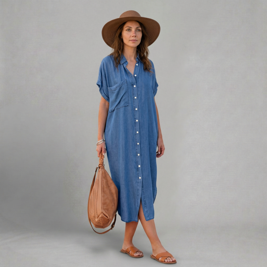 Camille – Robe chemise en denim au style décontracté chic