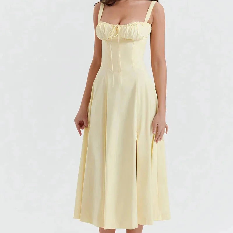 Florève | Robe Bustier Fleurie à Fente Latérale pour Femme, Idéale pour Été, Plage et Soirée