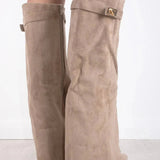 Valdève | Bottes Hautes Femme à Talon Bloc 8,5 cm en Cuir et Suède avec Détail Rabat Élégant